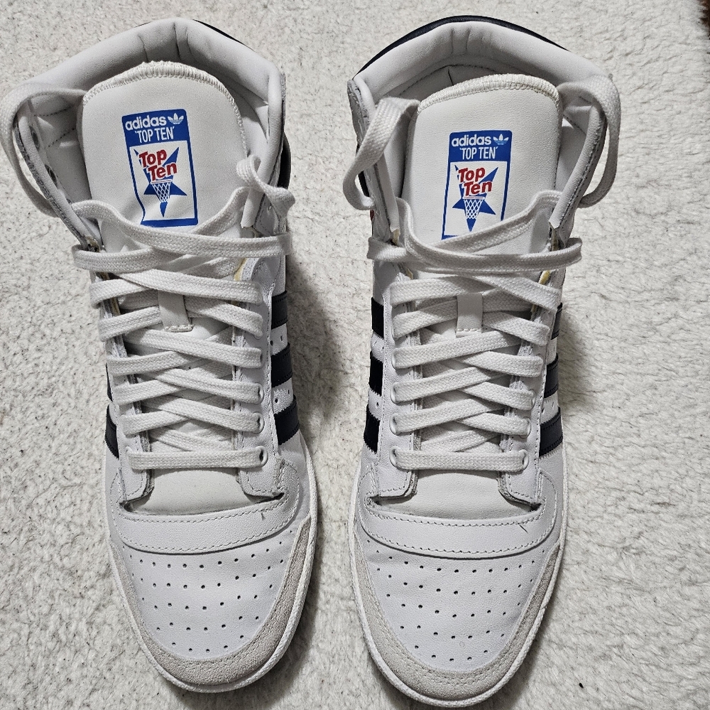 Adidas White and Black High-Top Sneakers